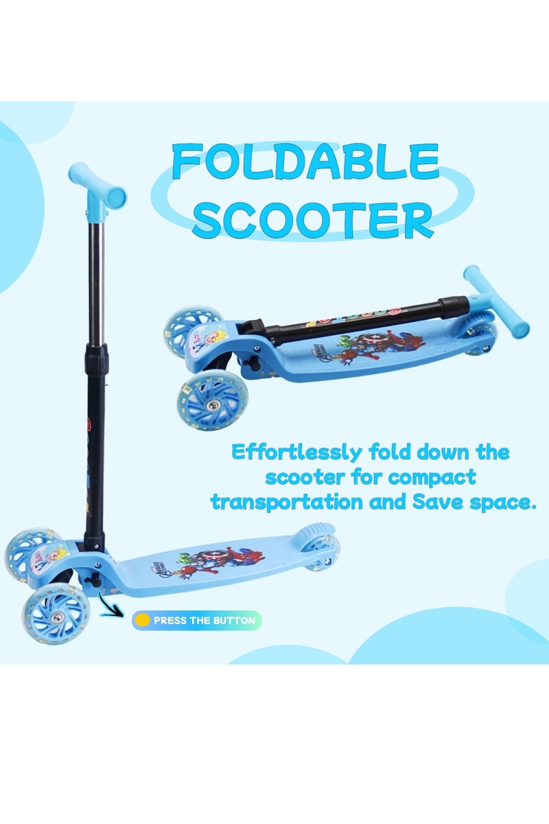 إيزي فيتشور سكوتر EASY FUTURE للأطفال من عمر 3 إلى 8 سنوات، مزود بمقبض قابل للطي وتعديل الارتفاع، وعجلات LED من البولي يوريثان، وفرامل خلفية. - Image 2