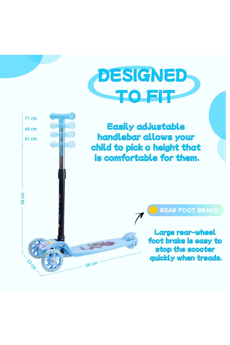 إيزي فيتشور سكوتر EASY FUTURE للأطفال من عمر 3 إلى 8 سنوات، مزود بمقبض قابل للطي وتعديل الارتفاع، وعجلات LED من البولي يوريثان، وفرامل خلفية. - Image 3