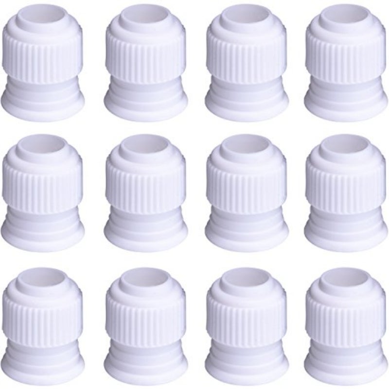 12 Pieces Coupler Piping Bag Plastic Standard Couplers Cake Decorating Pipe Tip for Frosting Icing Nozzles 1.2 x 1 Inch - Image 1