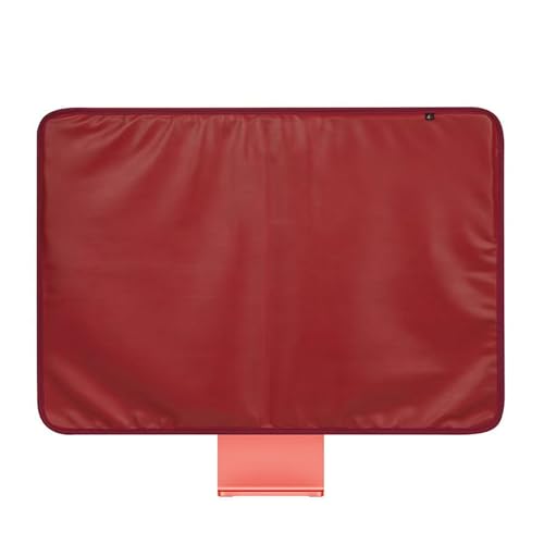 ALHBEJT Monitor Dust Cover for iMac 24 inch PU Leather AntiStatic Dustproof Protective Case for LCDLEDHD Panel Case Computer Sleeve Monitor Dust Cover with Rear Pocket Red 24inch - Image 3