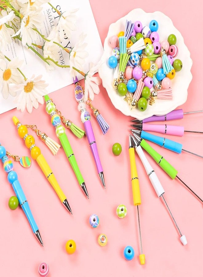 Vellibring 12 Pcs Easter Beadable Pens Rabbit and Egg Ballpoint Bead Pens Black Ink DIY Pens with 90 Wooden Beads 30 Pens for Women Student Kids Gifts School Office Supplies - Image 5