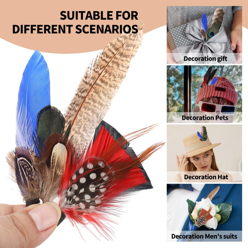 FeelfunFeather Hat Natural Peacock Feathers - 12PCS Colorful Real Feathers for DIY Fedora, Cowboy, Christmas Party, Oktoberfest, Trilby Hats - Image 4