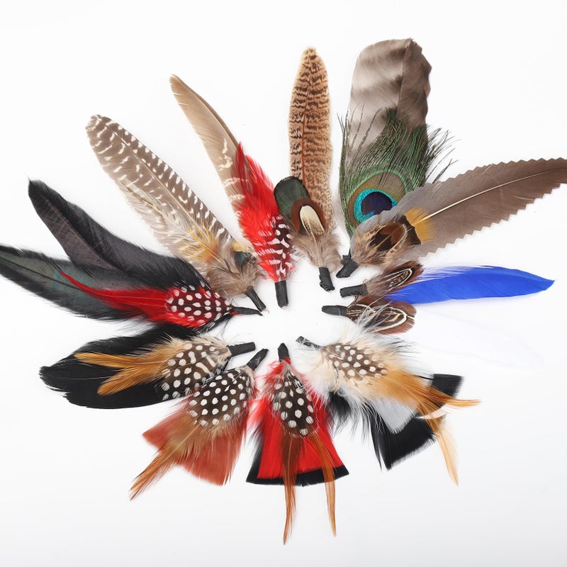 FeelfunFeather Hat Natural Peacock Feathers - 12PCS Colorful Real Feathers for DIY Fedora, Cowboy, Christmas Party, Oktoberfest, Trilby Hats - Image 3
