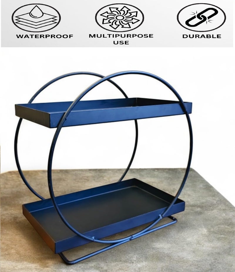 12FOR COLLECTION 2-Tier Metal Vanity Storage Organizer | Freestanding Rack for Kitchen, Bathroom, & Office | Space-Saving Countertop Shelf for Toiletries, Makeup, & Accessories (Black) 17x30x33cm - Image 5