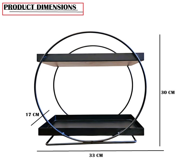 12FOR COLLECTION 2-Tier Metal Vanity Storage Organizer | Freestanding Rack for Kitchen, Bathroom, & Office | Space-Saving Countertop Shelf for Toiletries, Makeup, & Accessories (Black) 17x30x33cm - Image 3