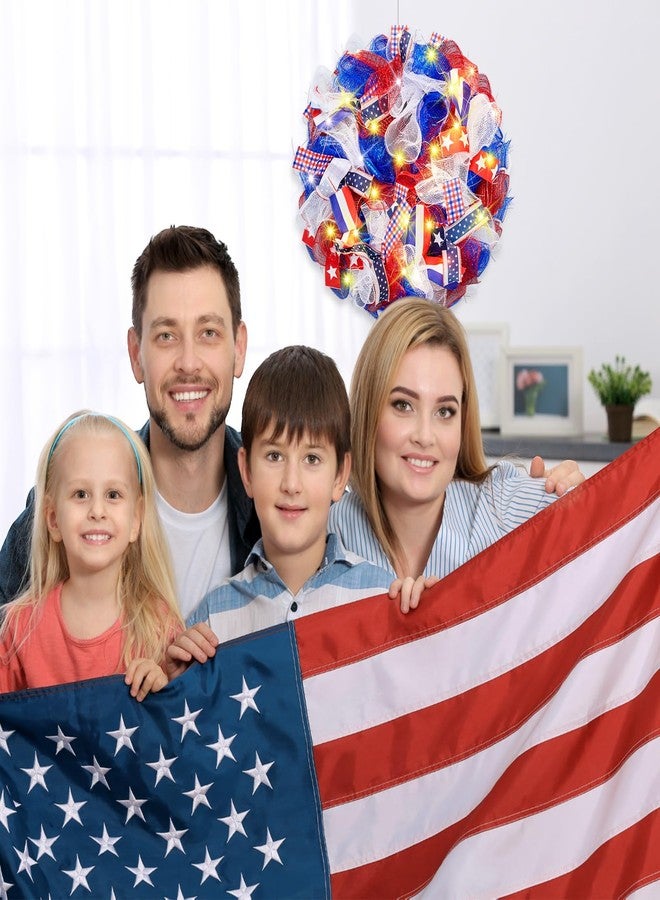 چوينت إكليل وطني من جونتي مقاس 17.72 بوصة للباب الأمامي مع شبكة خفيفة، أكاليل حمراء وبيضاء وزرقاء، زينة باب أمامي على شكل نجمة وعلم أمريكي ليوم الذكرى، زينة باب أمامي ليوم الاستقلال ويوم المحاربين القدامى، للاستخدام الداخلي والخارجي للمنزل - Image 5