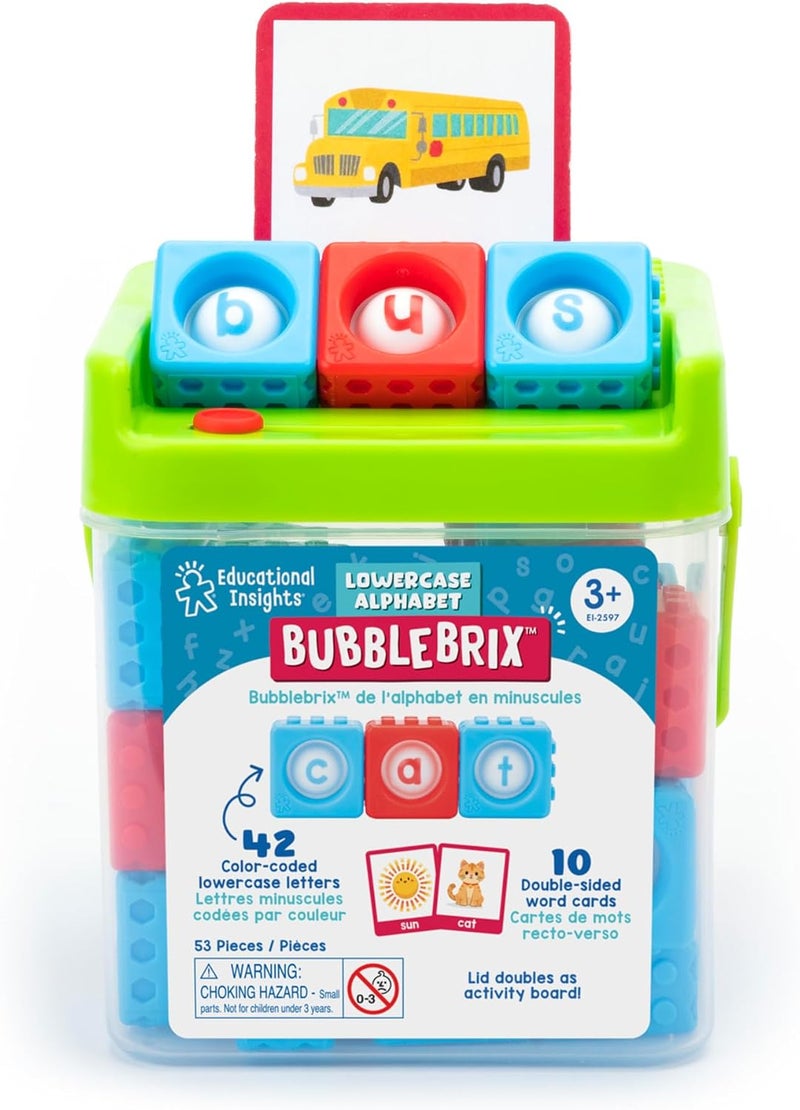إديوكيشنال إنسايتس إدوكيشنال إنسايتس مكعبات الحروف الأبجدية الصغيرة BubbleBrix - ألعاب تعلم ABC وPop It للأطفال الصغار، مكعبات التعرف على الحروف لمرحلة ما قبل المدرسة، أدوات تحسين المهارات الحركية الدقيقة، أنشطة صفية للأطفال من سن 3+ - Image 1