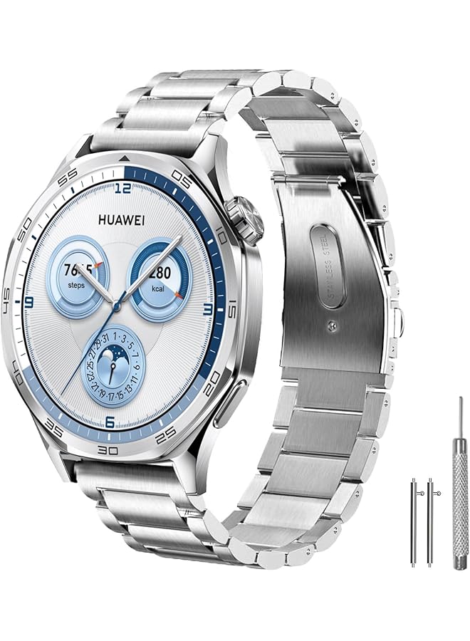 erorex Metal Strap Compatible With Huawei Gt5 4 46Mm Stainless Steel Watch Bands Quick Release 22Mm Universal Metal Replacement Watch Straps Smartwatch Bracelets Links Straight And Curved  - Image 1
