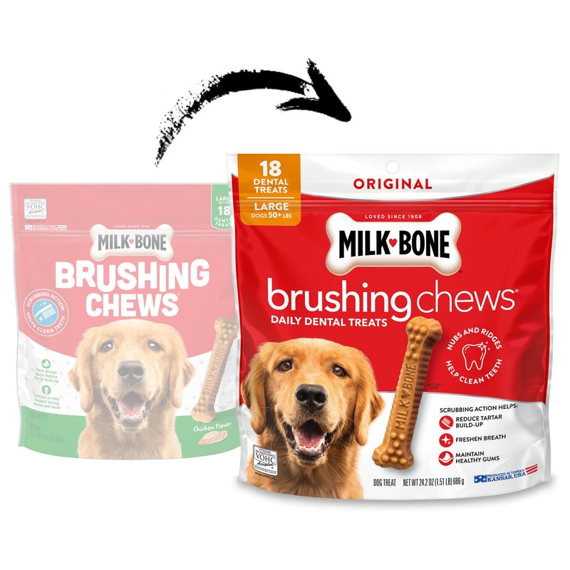 Milk-Bone Brushing Chews Original Chicken Flavor Daily Dental Dog Treats, Large, 24.2 Oz. Bag - Image 2
