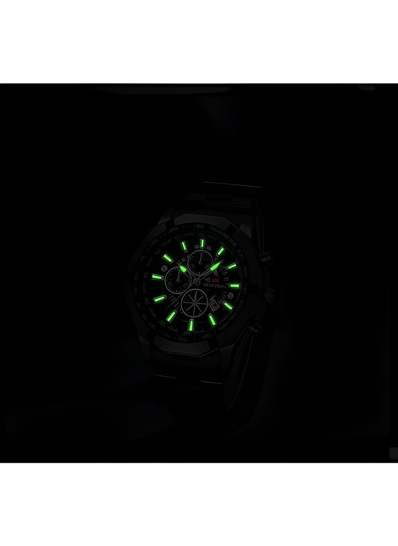REOCLE - Men's Watches with Stainless Steel Strap & Date Function & Daily Waterproof & Chronograph Function Mechanical Skeleton Automatic Wrist Watch - Image 1