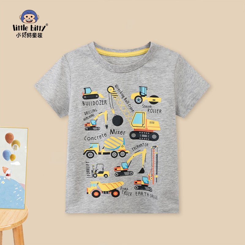 New Dinosaur Cartoon Printed Boys' T-Shirt Summer Baby Cotton Children'S Summer Short-Sleeved Children'S Clothing - Image 1