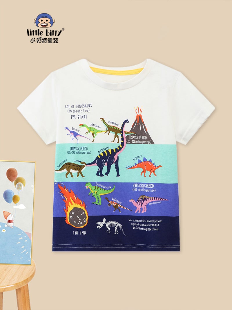 New Dinosaur Cartoon Printed Boys' T-Shirt Summer Baby Cotton Children'S Summer Short-Sleeved Children'S Clothing - Image 2