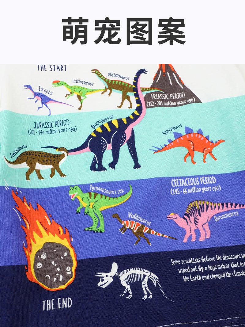 New Dinosaur Cartoon Printed Boys' T-Shirt Summer Baby Cotton Children'S Summer Short-Sleeved Children'S Clothing - Image 4