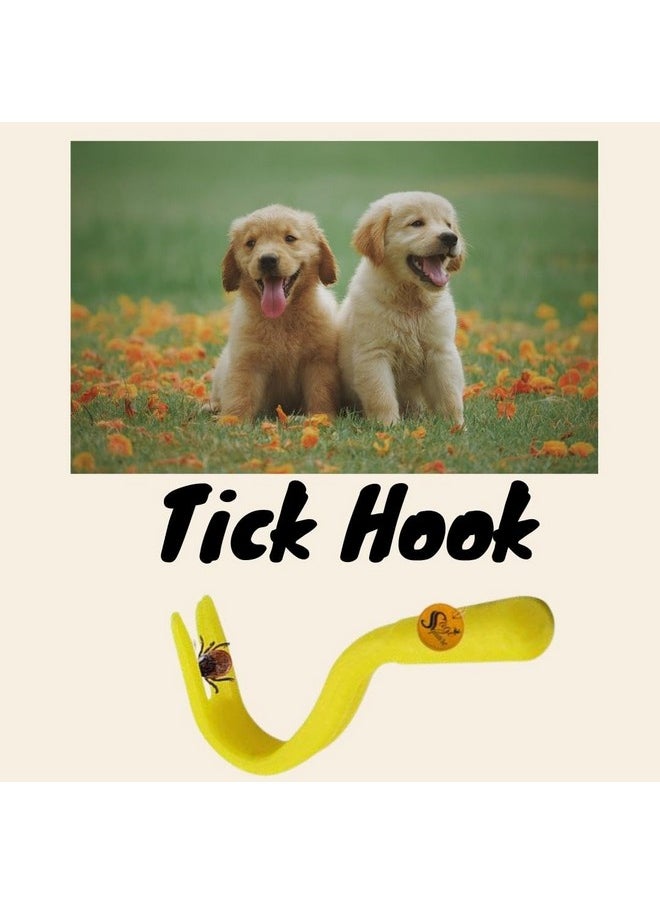 Sage Square Tick Hook - Effective Tick, Lice, Flea & Mite Remover Tweezer, All Pets & Humans - Easy-To-Use Hook Twist Tool - 2Pcs/Set With Different Sizes - Ensures Healthy Care For Dog, Cat (Yellow)  - Image 2