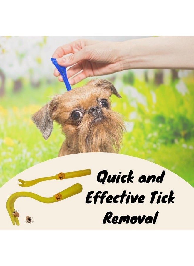 Sage Square Tick Hook - Effective Tick, Lice, Flea & Mite Remover Tweezer, All Pets & Humans - Easy-To-Use Hook Twist Tool - 2Pcs/Set With Different Sizes - Ensures Healthy Care For Dog, Cat (Yellow)  - Image 3