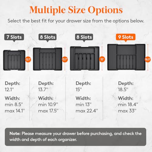 Lifewit Silverware Drawer Organizer, Expandable Utensil Tray for Kitchen, BPA Free Flatware and Cutlery Holder, Adjustable Plastic Storage for Spoons Forks Knives, 18- 33 x 18.5", Black - Image 2