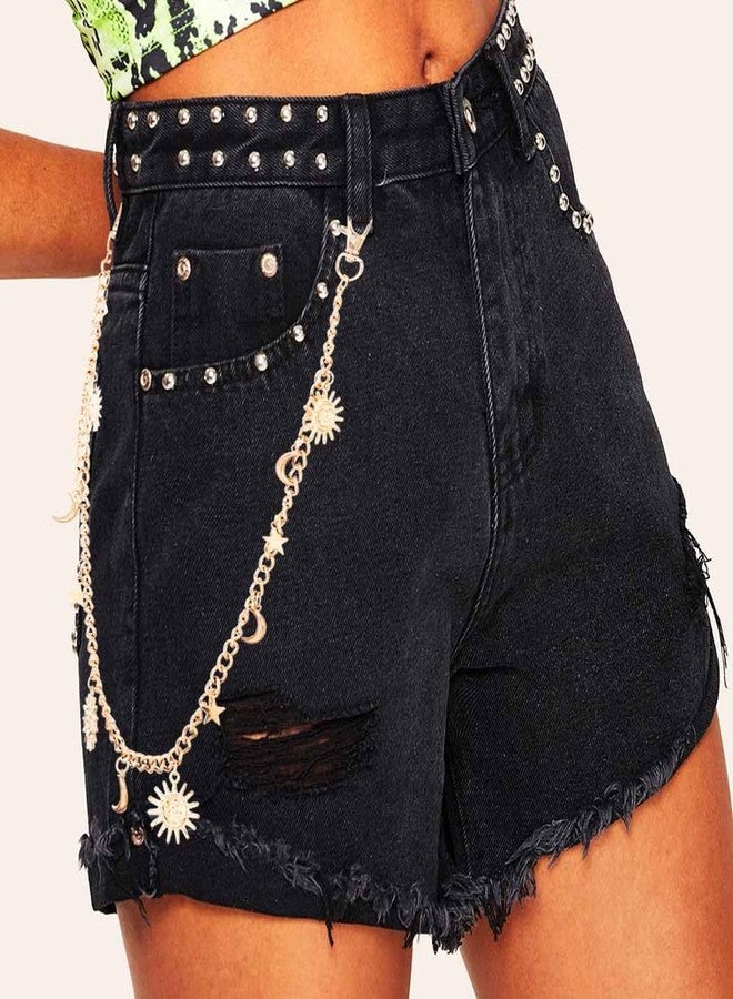 Urieo Punk Sun Jeans Pants Moon Pendant Gold Wallet Chains Star Goth Metal Hip Hop Pocket Chain for Women - Image 5