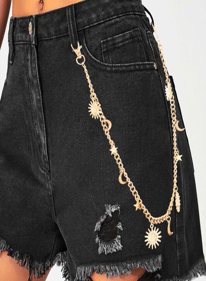 Urieo Punk Sun Jeans Pants Moon Pendant Gold Wallet Chains Star Goth Metal Hip Hop Pocket Chain for Women - Image 3