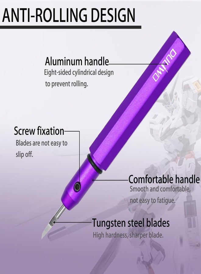DULIWO Model Scriber Tool, Tungsten Steel Blades 0.15mm,Precision Engraving & Scribing Tool for Gundam,RG Models,Plastic & Resin Kits, Panel Line Carving,Hobby Scribing Set,Purple - Image 2