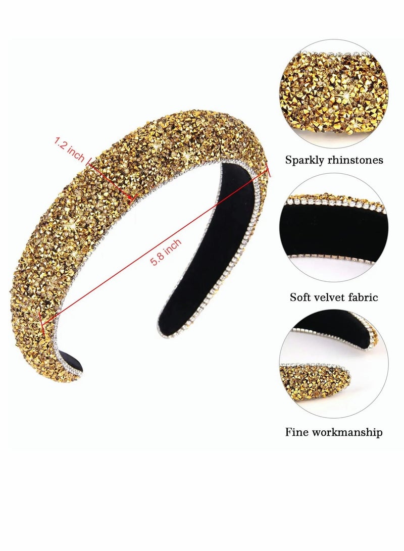 Excefore عصابة رأس مبطنة بأحجار الراين، عصابة رأس لامعة، عصابة رأس عصرية، إكسسوارات شعر للنساء والفتيات، هدايا - Image 2