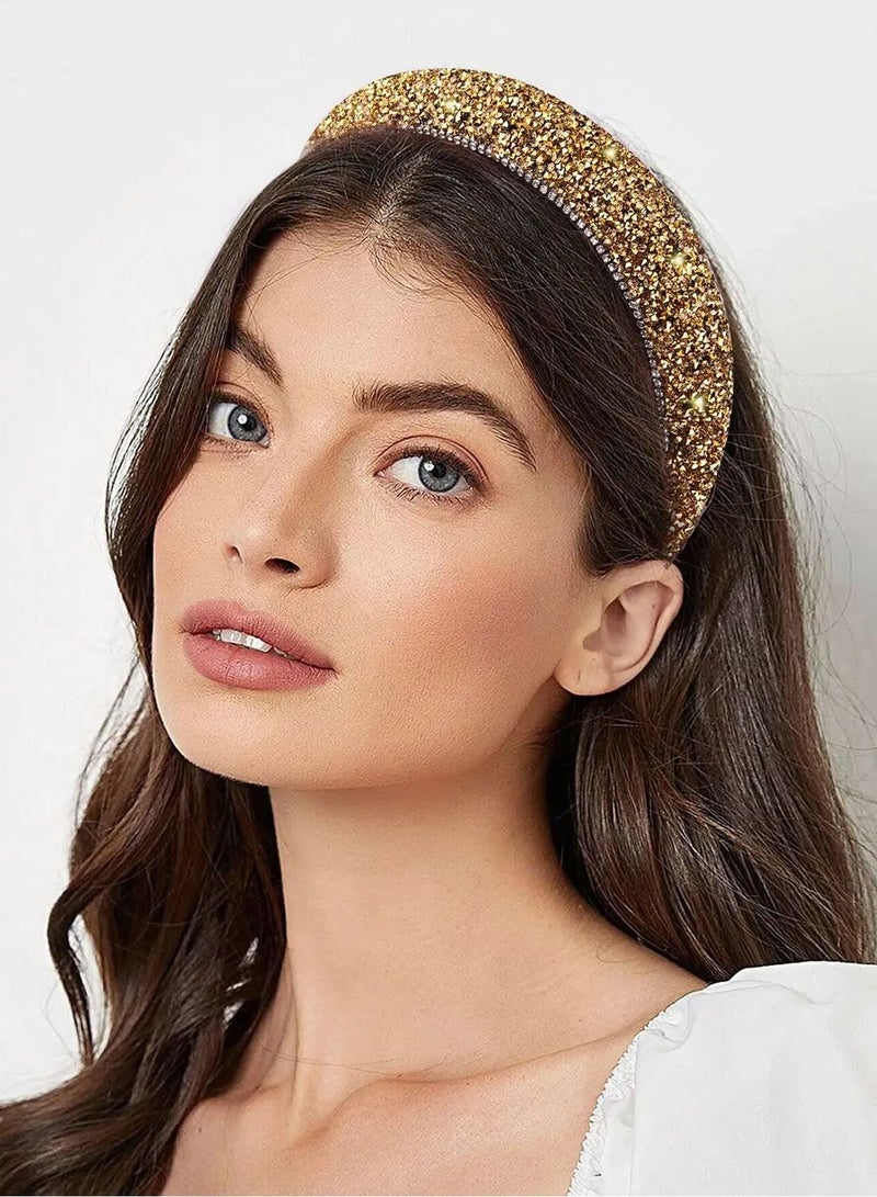 Excefore عصابة رأس مبطنة بأحجار الراين، عصابة رأس لامعة، عصابة رأس عصرية، إكسسوارات شعر للنساء والفتيات، هدايا - Image 1