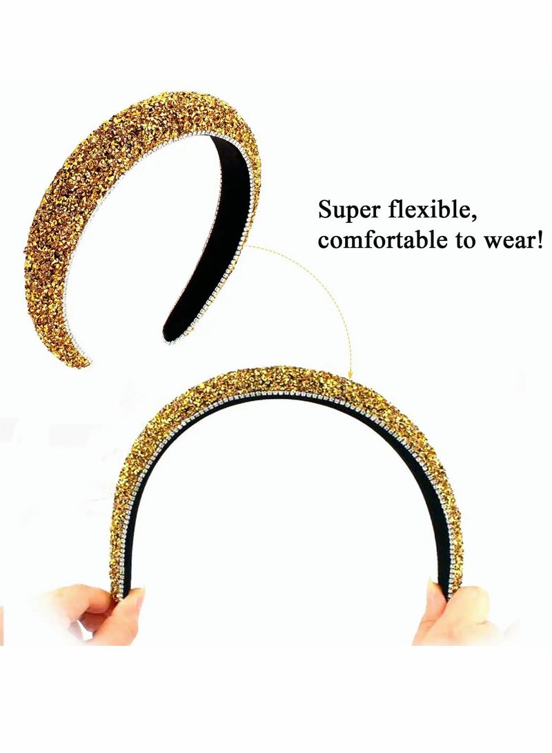 Excefore عصابة رأس مبطنة بأحجار الراين، عصابة رأس لامعة، عصابة رأس عصرية، إكسسوارات شعر للنساء والفتيات، هدايا - Image 3