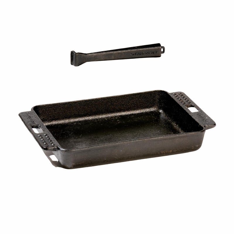 Current Cast Iron Sizzle Plates 3-Piece Set - Deep Pan, Shallow Pan, Grill Pan with Removable Handle, Pre-Seasoned, Heat Retention, Compatible Model P Pizza Oven - Image 5