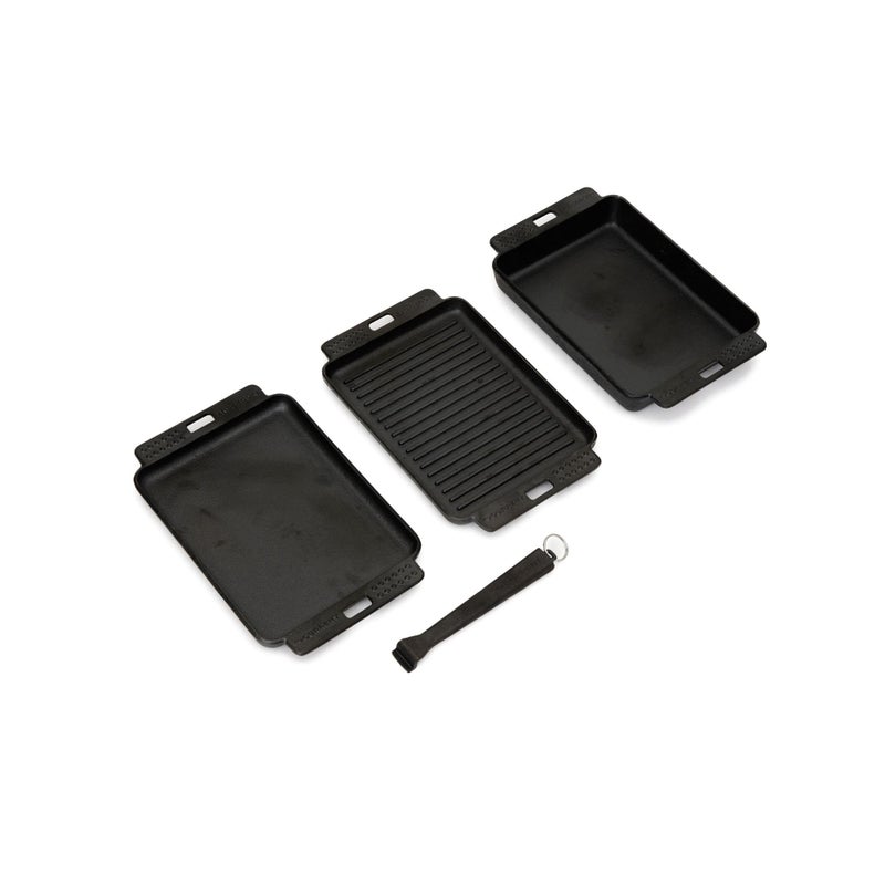 Current Cast Iron Sizzle Plates 3-Piece Set - Deep Pan, Shallow Pan, Grill Pan with Removable Handle, Pre-Seasoned, Heat Retention, Compatible Model P Pizza Oven - Image 1