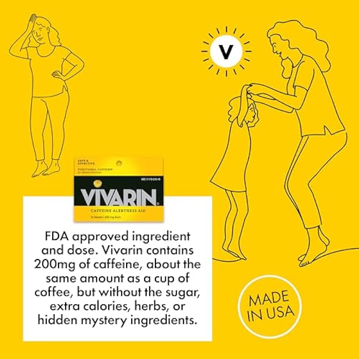 Vivarin, Caffeine Pills, 200mg Caffeine per Dose, Safely and Effectively Helps You Stay Awake, No Sugar, Calories or Hidden Ingredients, Energy Supplement, 16 Tablets - Image 3