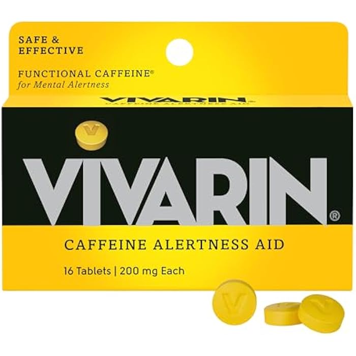 Vivarin, Caffeine Pills, 200mg Caffeine per Dose, Safely and Effectively Helps You Stay Awake, No Sugar, Calories or Hidden Ingredients, Energy Supplement, 16 Tablets - Image 1