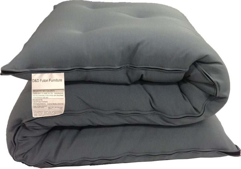 D&D Futon Furniture أثاث فوتون D&D التقليدي الياباني، مراتب فوتون أرضية قابلة للطي، وسادات يوغا، تأمل، حجم فردي 3" سمك × 27" عرض × 80" طول (رمادي) - Image 1