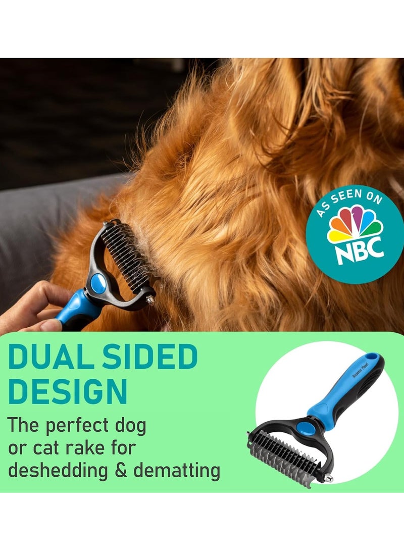 Pet Grooming Rake - Double-Sided Dematting Undercoat Brush for Dogs and Cats, Extra Wide, Reduces Shedding by 95% - Image 2