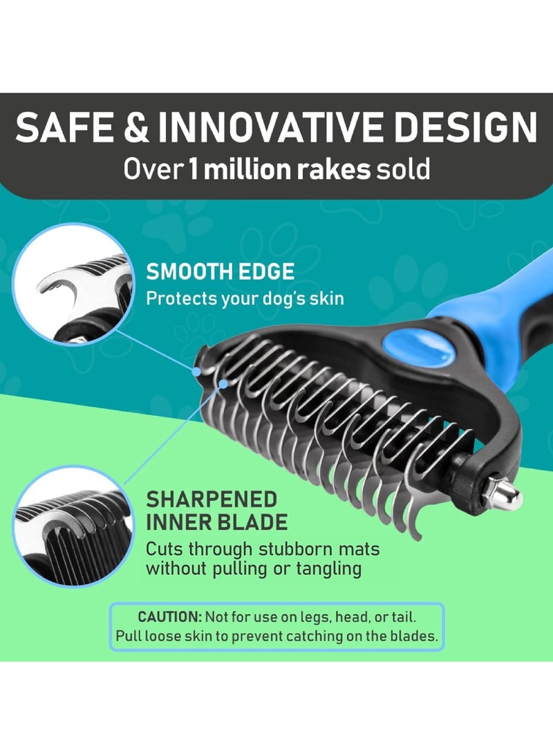 Pet Grooming Rake - Double-Sided Dematting Undercoat Brush for Dogs and Cats, Extra Wide, Reduces Shedding by 95% - Image 4