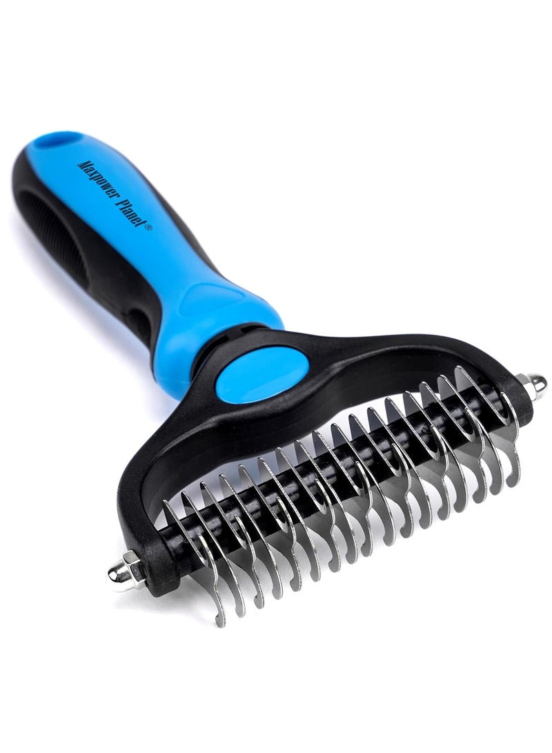 Pet Grooming Rake - Double-Sided Dematting Undercoat Brush for Dogs and Cats, Extra Wide, Reduces Shedding by 95% - Image 1