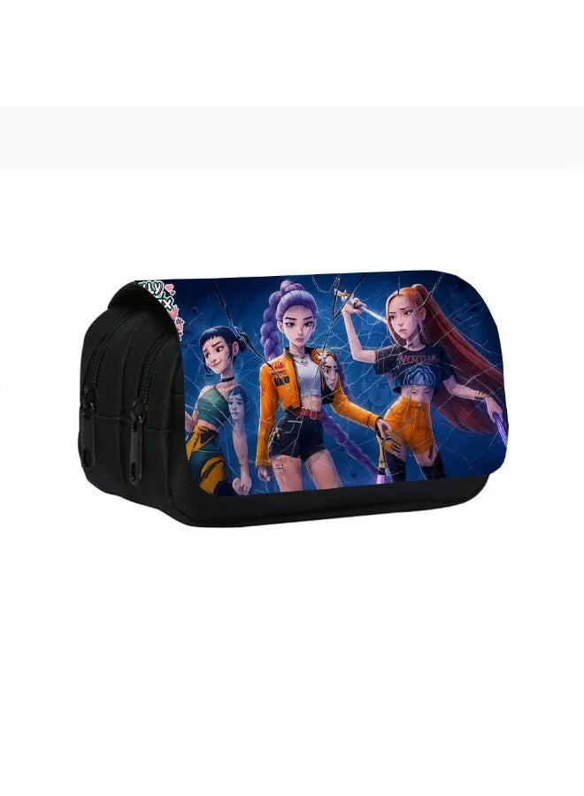 general Kpop Demon Hunters Printed Double Layer Pencil Case Student Pencil Stationery Bag meets daily stationery storage needs - Image 1
