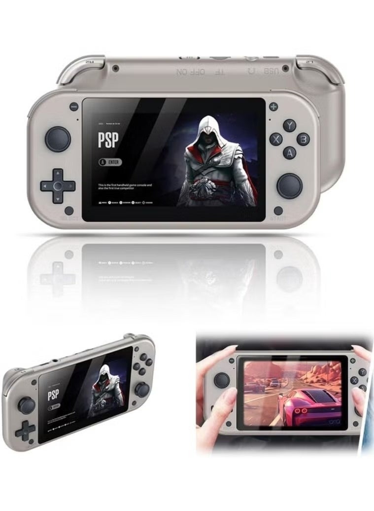 PSP وحدة تحكم الألعاب المحمولة PSP M17 – شاشة HD بحجم 4.3 بوصة، مدمج بها 10000 لعبة كلاسيكية – جهاز ألعاب محمول مع عصا تحكم مزدوجة، وظيفة حفظ/تحميل، إخراج تلفزيوني – وحدة ألعاب خفيفة الوزن للترفيه الكلاسيكي للأطفال والبالغين – تدعم ألعاب الأركيد، GBA، NES والمزيد - Image 1