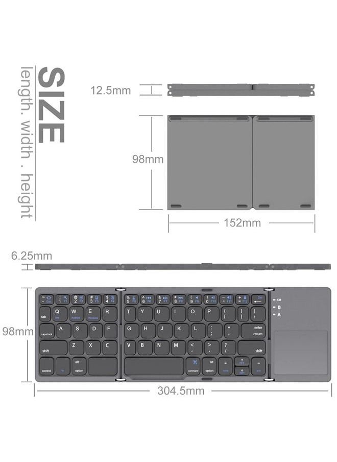 ISank - Foldable Bluetooth Keyboard, Pocket Size Portable Mini BT Wireless Keyboard with Touchpad for Android, Windows, PC, Tablet, with Rechargeable Li-ion Battery - Image 1