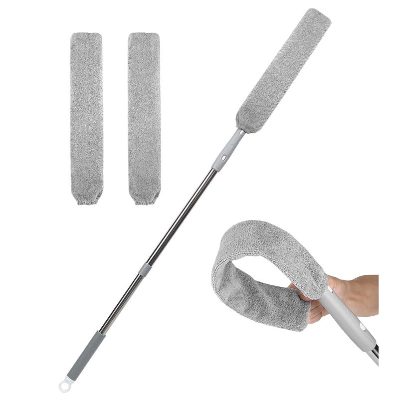 FunCee Extendable Gap Mop Dust Cleaner Under Furniture Fridge Appliance Microfiber Hand Duster Extension Pole Dust Scrub Brush for Damp and Dry Cleaning Supplies Tools for Bedroom Bed Sofa Kitchen