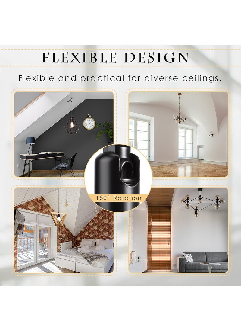 Tondiamo Tondiamo 4 Pcs Black Sloped Ceiling Light Adapter 180 Degree Pendant Suspension Canopy for Chandelier Track Ceiling Lamp Pendant Vaulted Overhead Light Hanging Helper for Vaulted or Angled Overhead  - Image 5