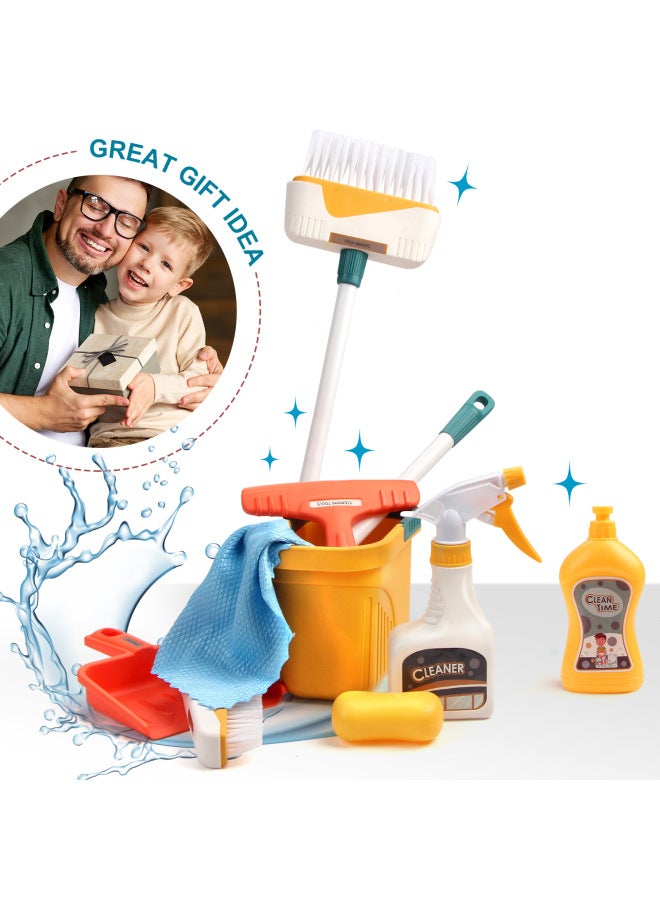 مجموعة ألعاب الأدوات الصحية الإبداعية للأطفال محاكاة اللعب منزل مجرفة مجموعة تنظيف فرشاة تنظيف اللعب مجموعة من 12 قطعة - اللون: مجموعة من 12 قطعة من الأدوات الصحية - Image 2