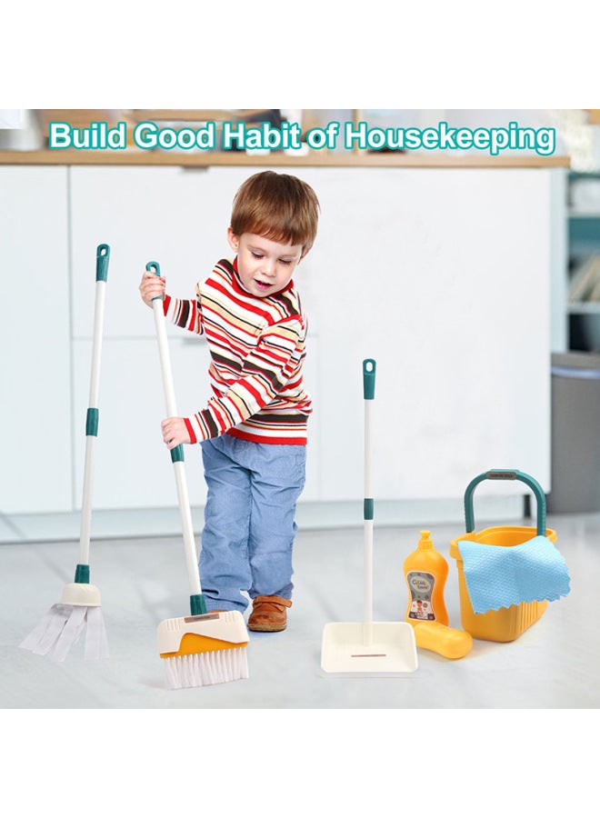 مجموعة ألعاب الأدوات الصحية الإبداعية للأطفال محاكاة اللعب منزل مجرفة مجموعة تنظيف فرشاة تنظيف اللعب مجموعة من 12 قطعة - اللون: مجموعة من 12 قطعة من الأدوات الصحية - Image 4