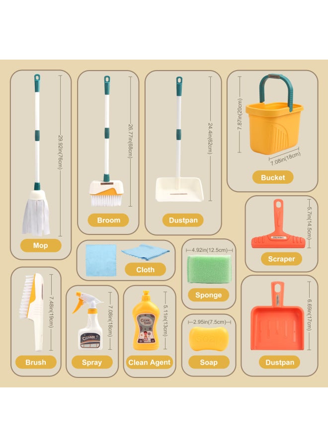 مجموعة ألعاب الأدوات الصحية الإبداعية للأطفال محاكاة اللعب منزل مجرفة مجموعة تنظيف فرشاة تنظيف اللعب مجموعة من 12 قطعة - اللون: مجموعة من 12 قطعة من الأدوات الصحية - Image 1