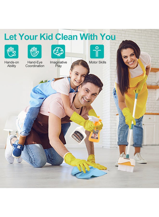 مجموعة ألعاب الأدوات الصحية الإبداعية للأطفال محاكاة اللعب منزل مجرفة مجموعة تنظيف فرشاة تنظيف اللعب مجموعة من 12 قطعة - اللون: مجموعة من 12 قطعة من الأدوات الصحية - Image 3