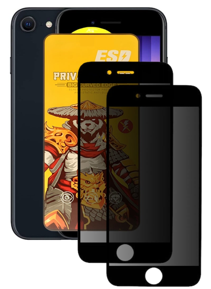ESD 2 Pieces Tempered Dustproof Privacy Glass Screen Protector Compatible For iPhone SE  - Image 1