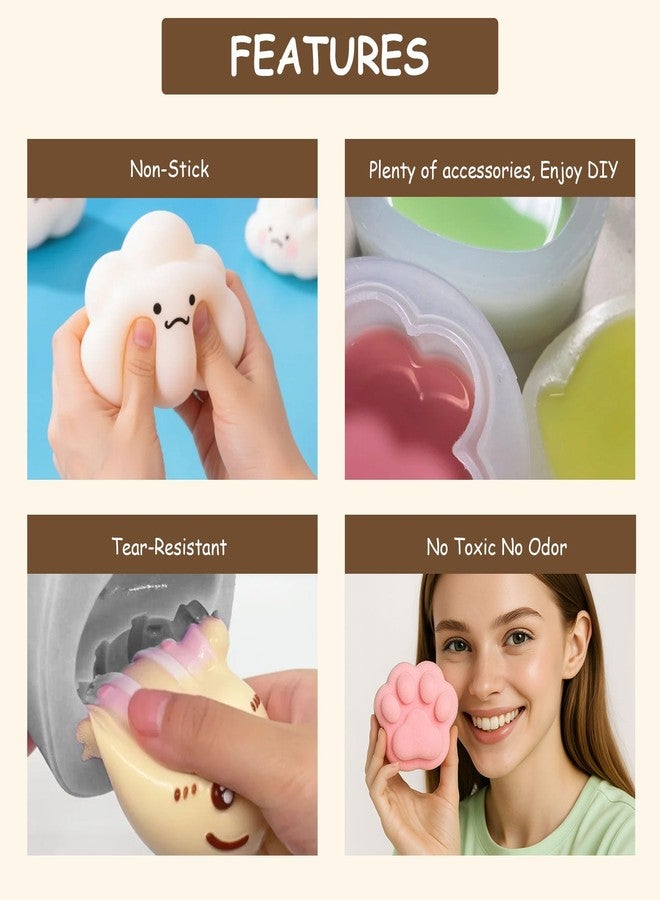 GDDP Squishy Making Kit, 18oz DIY Liquid Slilicone Squishy Kit, Liquid Silicone 1:1 AB Ratio Epoxy Resin Mix with 3 Molds for Squishy Making, Mold Cat Claw, Hamster, Cheese - Image 5
