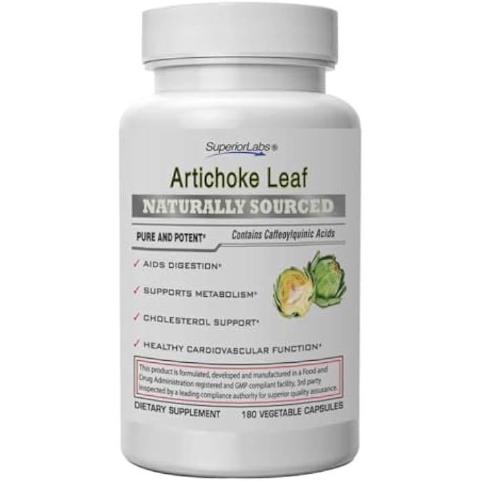 Superior Labs – Artichoke Leaf NonGMO Powerful with Caffeoylquinic Acid Natural Dietary Supplement to Support Healthy Metabolism, Digestion, Antioxidant, – 600 mg Dosage – 180 Veg Caps - Image 1