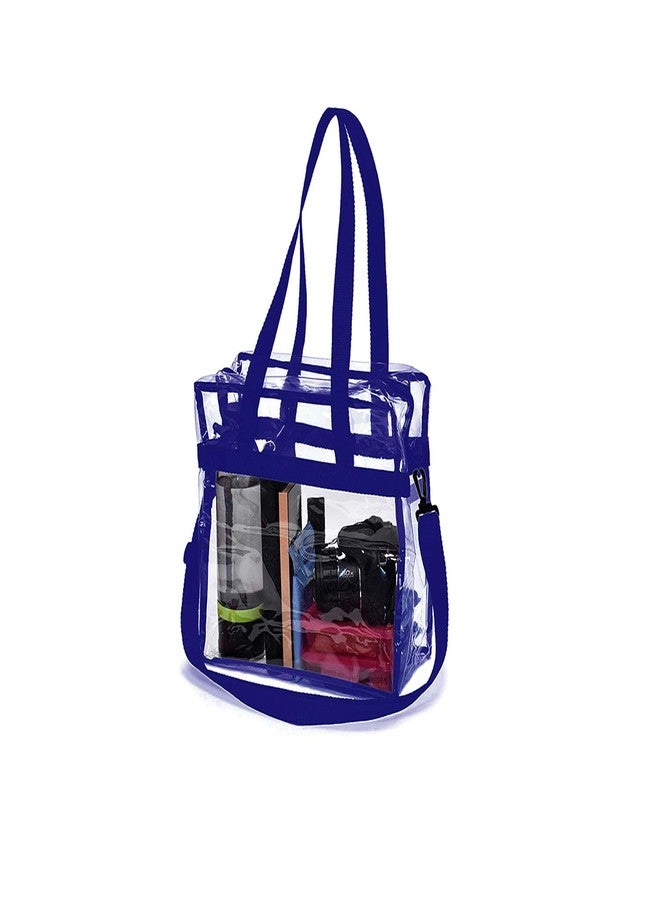 Lify Women's Less Clear Stadium Approved Tote Bag with Adjustable Strap - Vinyl Lightweight Waterproof Transparent Bag for Work, Sports Games and Concerts (Navy Blue, 12 x 12 x 6 inch) - Image 1