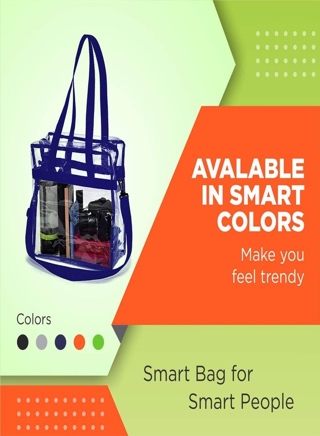 Lify Women's Less Clear Stadium Approved Tote Bag with Adjustable Strap - Vinyl Lightweight Waterproof Transparent Bag for Work, Sports Games and Concerts (Navy Blue, 12 x 12 x 6 inch) - Image 4