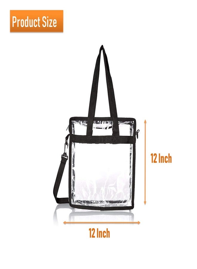 Lify Women's Less Clear Stadium Approved Tote Bag with Adjustable Strap - Vinyl Lightweight Waterproof Transparent Bag for Work, Sports Games and Concerts (Navy Blue, 12 x 12 x 6 inch) - Image 2