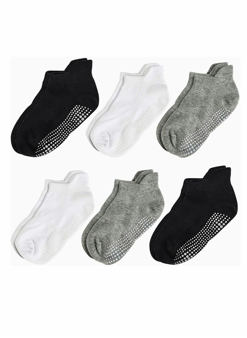 Excefore - Baby Non-Skid Socks, Unisex Cotton Half Cushion Grip Ankle Socks Infants and Toddlers with Non Skid Soles for Kids Boys Girls（12 Pair Pack,S） - Image 1